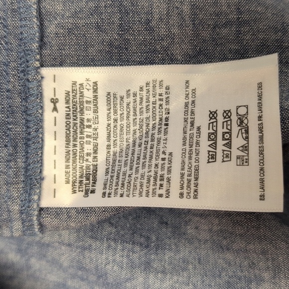 NWT Vans HOMESPUN LONG SLEEVE WOVEN TOP in Ashley Blue Size L - Picture 9 of 9